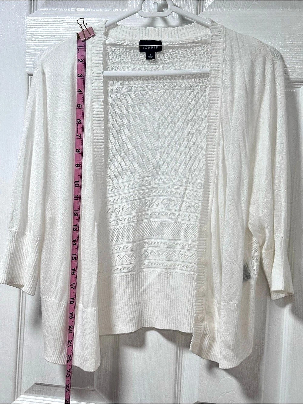 Torrid White Open Front Knit Cardigan Size 1 Like New